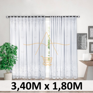 Cortina Renda Classica Branca Irlanda + Brinde
