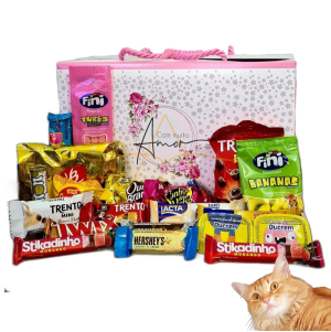 Linda Cesta De Chocolate 22 Itens Na Caixa Presente Lembrança